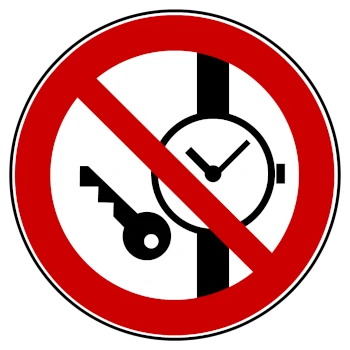 affiche défense de porter des objets métalliques ou une montre