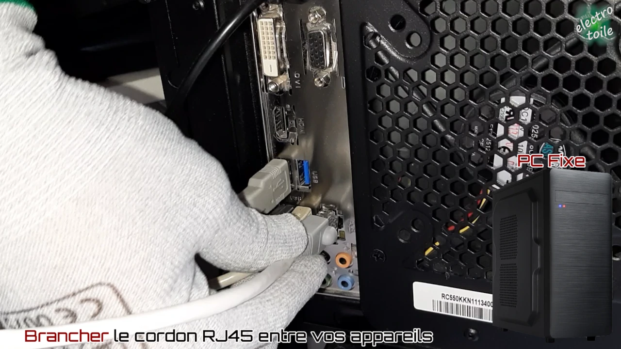 connecter le câble RJ45 sur le réseau informatique